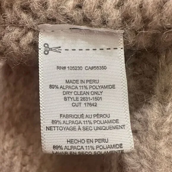 Current Elliott Long Slash Pocket Open Front Alpaca shredded Cardigan beige 1 /S - Picture 9 of 11